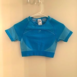 Gymshark ultra seamless crop top size small new with tags neon blue